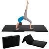 10'x 4' Gymnastics Mat for Tumbling, Folding Tumbling Mat Exercise Mat Gym Mat Tumbling Mats for Kids, Adults, PU Leather Yoga Mat with Carrying Handles, Black view 1
