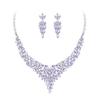 Crysdue Costume Jewelry Set for Women, Stunning Rhinestone Crystal Statement Necklace Chandelier Dangle Earrings Set for Prom Party Light Purple Silver-Tone view 1