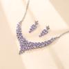 Crysdue Costume Jewelry Set for Women, Stunning Rhinestone Crystal Statement Necklace Chandelier Dangle Earrings Set for Prom Party Light Purple Silver-Tone view 4