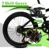 DYRABREST 20'' Kids Mountain Bike, 20 Inch Bike Suitable for Children 4.26 to 4.9 Feet Tall, Age 14+, 7-Speed Shift, with Storage Bag & Kettle & Holder, Green view 3