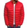SWJGLITTR Men's Lightweight Padded Jacket Winter Bomber Quilted Full Zip Warm Coat Male Stand Collar Skinny Casual Outwear (M,Red) view 1