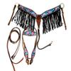 EQUIGEAR Western Leather Hand Tooled Headstall and Breast Collar Set with Reins. /Size-Full,Cob AO-0045 (Black, Full) view 2