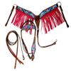 EQUIGEAR Western Leather Hand Tooled Headstall and Breast Collar Set with Reins. /Size-Full,Cob AO-0045 (Black, Full) view 4