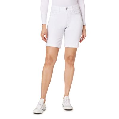 Angels Forever Young Women's 360 Sculpt Bermuda Shorts, Figure Enhancing Stretch Denim, Standard and Plus Size, White, 16