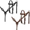 EQUIGEAR Western Leather Hand Tooled Headstall and Breast Collar Set with Reins. /Size-Full,Cob AO-0047 (Brown, Pony) view 1