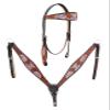 EQUIGEAR Western Leather Hand Tooled Headstall and Breast Collar Set with Reins. /Size-Full,Cob AO-0062 (Full) view 1