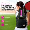 Taboo Fashions Women's Pickleball Backpack, Women's Pickleball Bag, Front Pocket for Paddles, Lots of Pockets, Adjustable Straps, Padded Straps, Water Bottle Holder (Gold Luxe) view 2