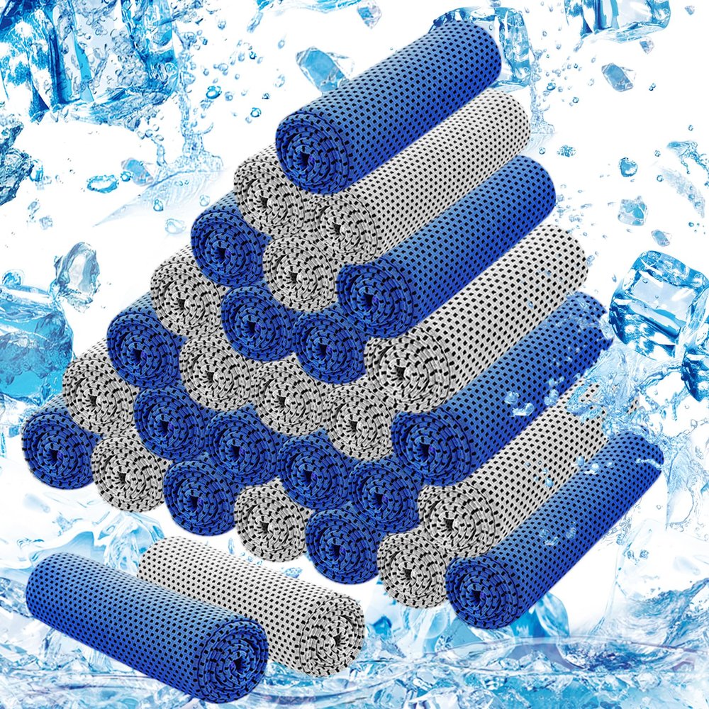 LYDTICK 30Pack Cooling Towels for Neck and Face (40"x12"), Ice Microfiber Cooling Towels Bulk for Workout Chill Sweat Towels Cooling Neck Wraps for Gym Yoga Golf Running Sport