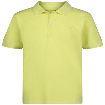 Calvin Klein Boys' Short Sleeve Micro Pique Solid Polo, Sunny Lime, 14-16