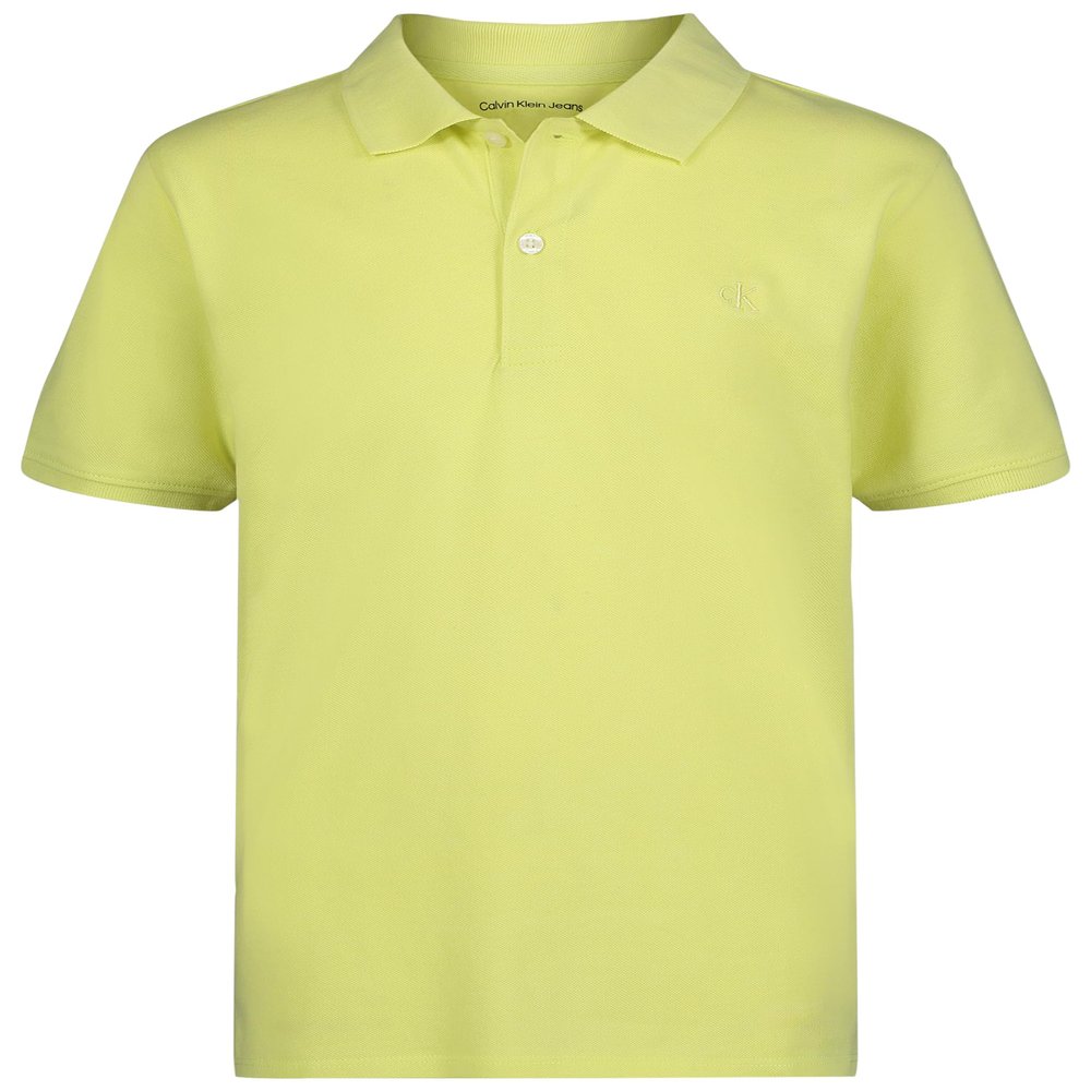 Calvin Klein Boys' Short Sleeve Micro Pique Solid Polo, Sunny Lime, 14-16