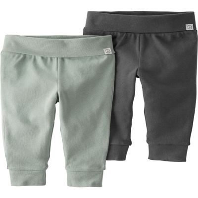little planet by carter's unisex-baby 2-pack Pants made with Organic Cotton, Green/Charcoal, 18 Months