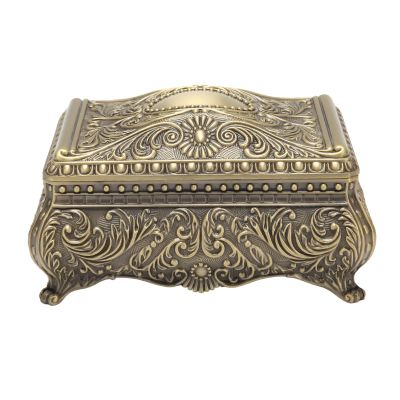 MEUMITY Vintage Metal Jewelry Box European Treasure Storage Case Mini Jewelry Travel Case Decorative Bejeweled Box for Home Bedroom Decor