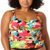 Anne Cole Womens Floral Print Banded Tankini Swim Top Pink 18W
