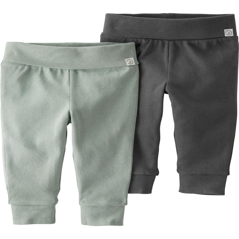 little planet by carter's unisex-baby 2-pack Pants made with Organic Cotton, Green/Charcoal, 6 Months