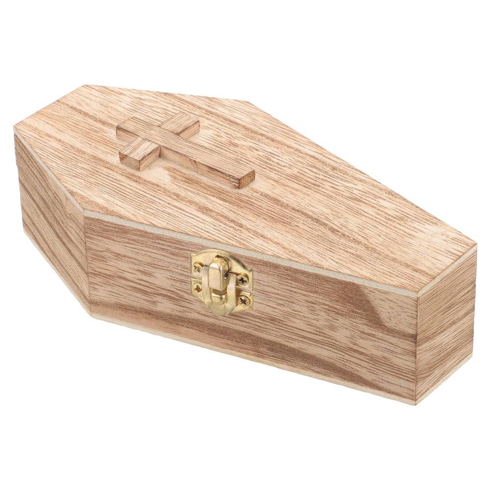 balacoo Coffin Jewelry Box Small Portable Halloween Storage for Earrings Necklaces Wooden Organizer with Lid for Home Delicate Gothic Display Box