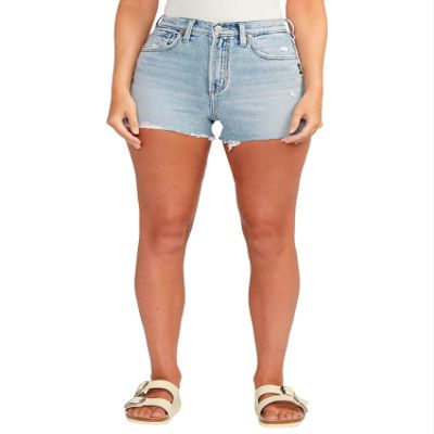 Silver Jeans Co. Women's Highly Desirable High Rise Short, Med Wash RCS219, 32W x 3L
