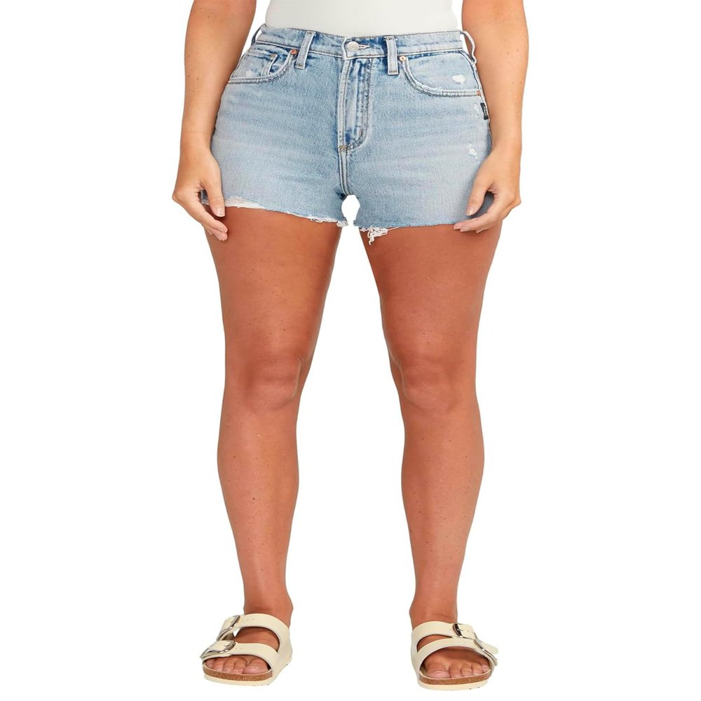 Silver Jeans Co. Women's Highly Desirable High Rise Short, Med Wash RCS219, 32W x 3L