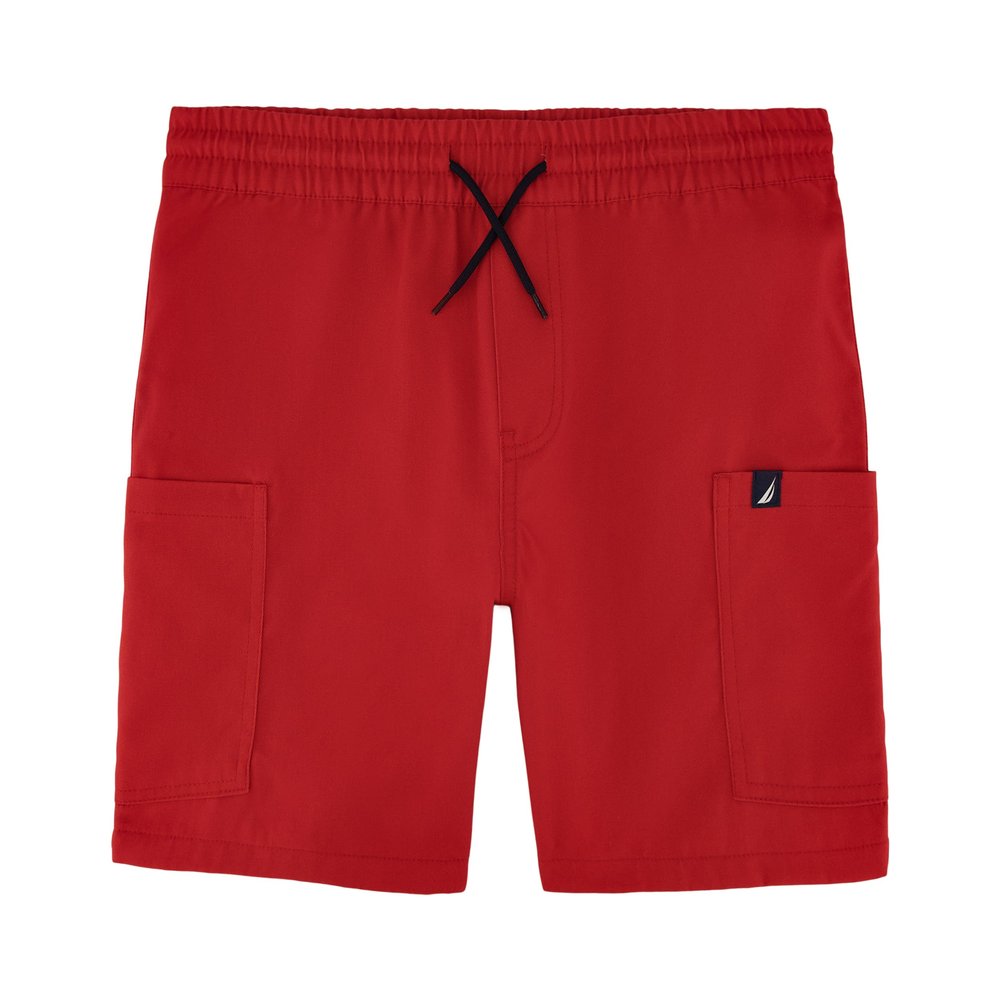 Nautica Boys' Pull-On Cargo Shorts, Drawstring Closure, Cardinal, 14-16
