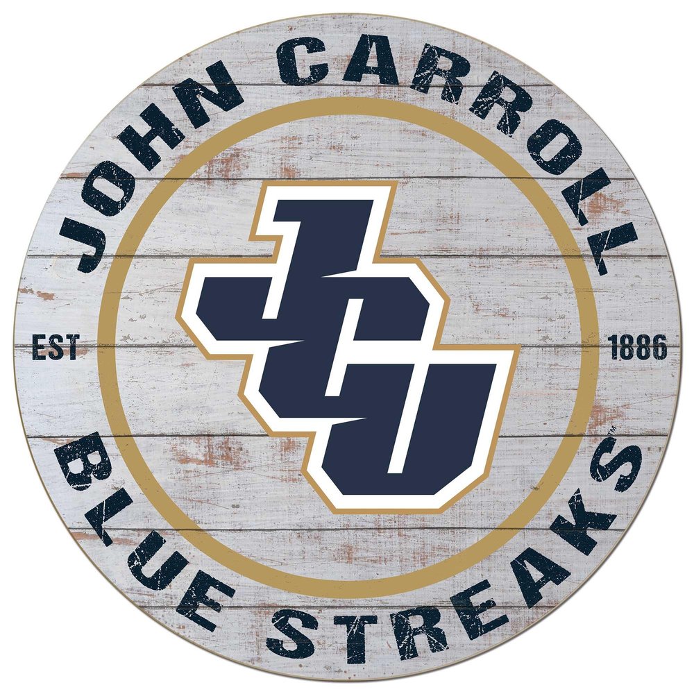 KH Sports Fan John Carroll University Blue Streaks Weathered Circle Sign, 20x20 Inches, Blue Streaks Decor; Display Your Team Spirit with This John Carroll University Blue Streaks Wall Art