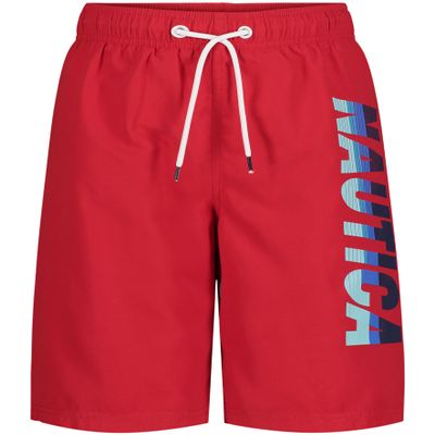 Nautica Boys' Swim Trunk with UPF 50+ Sun Protection, Vert Logo Carmine, 10-12