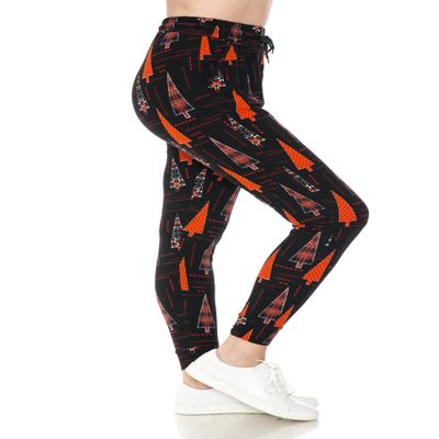Leggings Depot Women's High Waist Print Jogger Track Pants with Pockets-S659, Christmas Twist, X-Large
