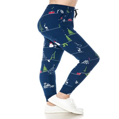 Leggings Depot Women's High Waist Print Jogger Track Pants with Pockets-S657, Christmas Thread, Small