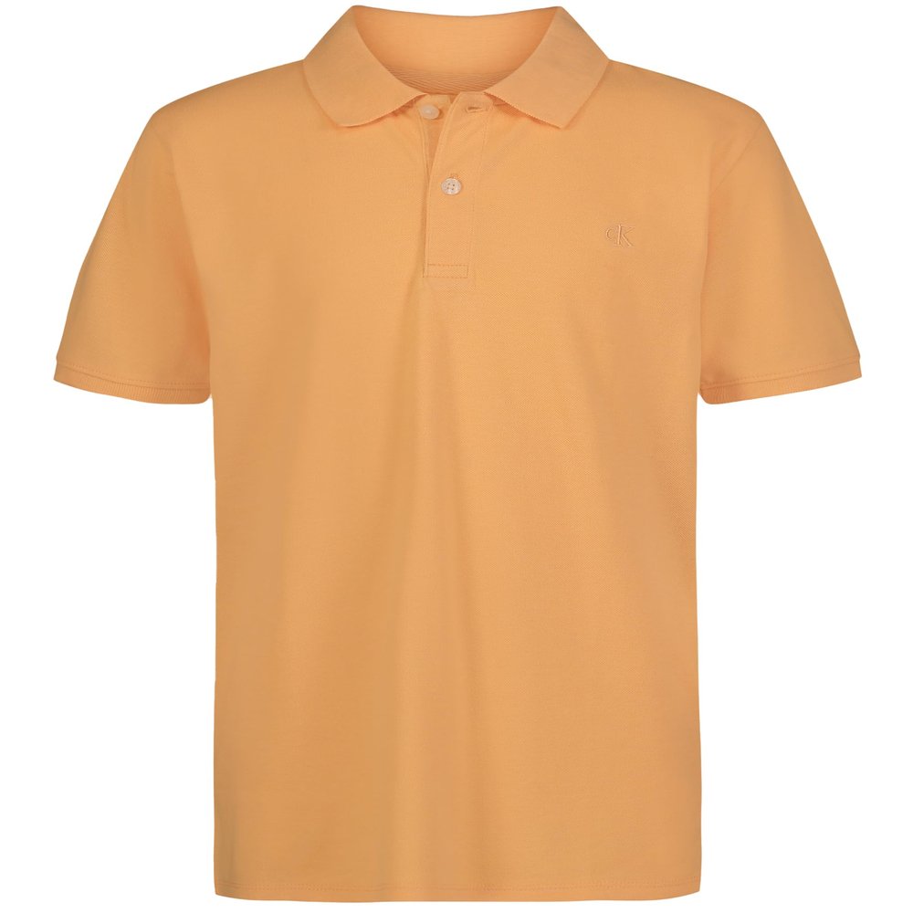 Calvin Klein Boys' Short Sleeve Micro Pique Solid Polo, Peach Cobbler, 18-20