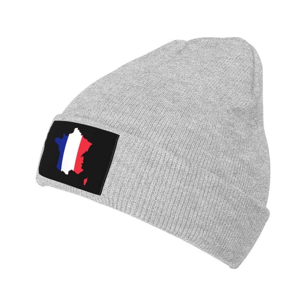 IMEEGIEN France Flag Map Beanie Hat for Men Women Soft Warm Knit Skull Cap Winter Hats Ski Hat Gray