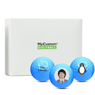 MYCUSTOMGOLFBALL Blue Golf Balls - Custom Gifts for Golfers - Personalize with a Photo, Text, or Logo - 12 Pack