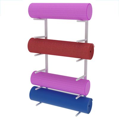 SUYUDD Yoga Mat Rack Wall Mount Rollers Holder Pacing Exercise Equipmen Organizer Hanging Yoga Strap Resistance Bands Chains Jump Ropes Gym Workout