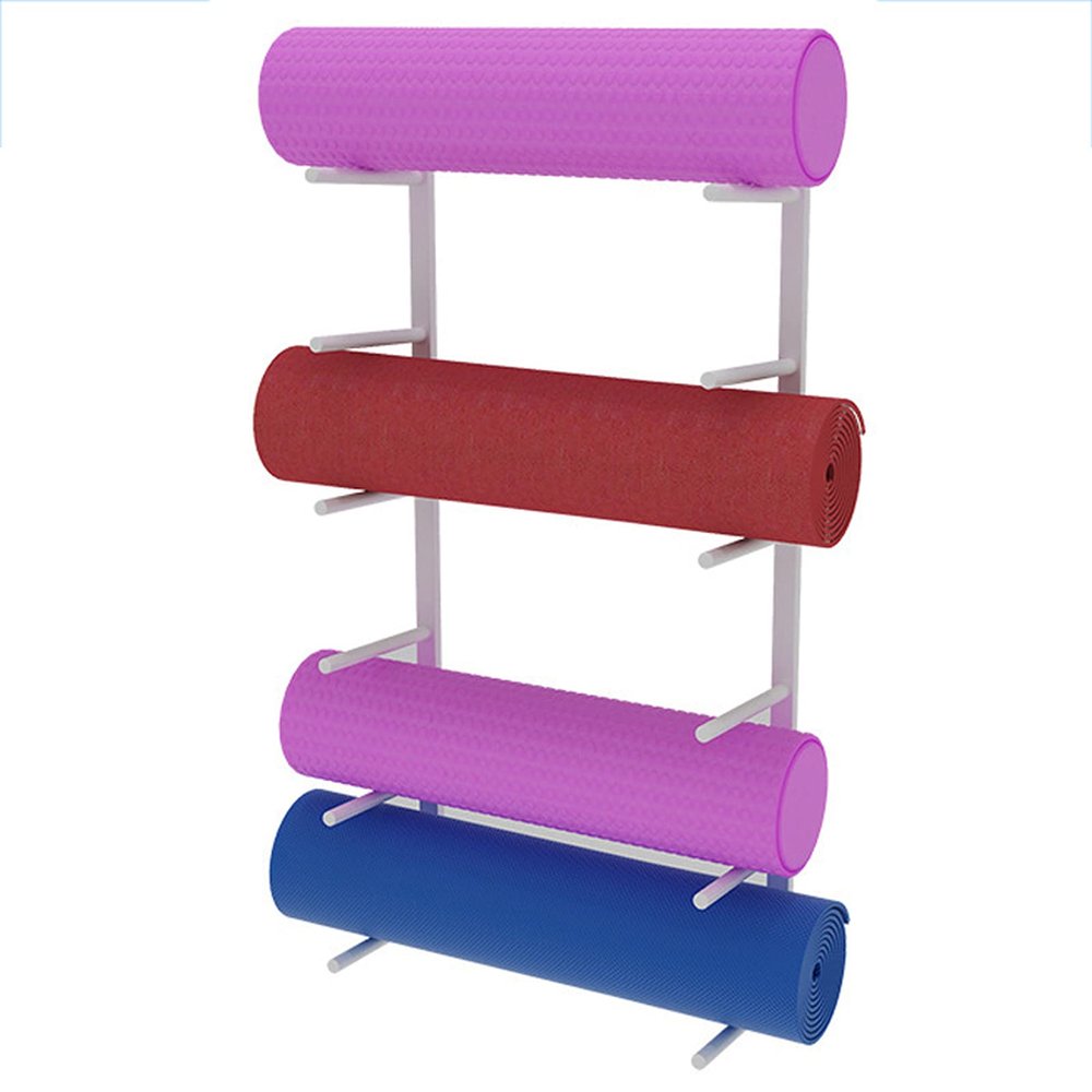 SUYUDD Yoga Mat Rack Wall Mount Rollers Holder Pacing Exercise Equipmen Organizer Hanging Yoga Strap Resistance Bands Chains Jump Ropes Gym Workout