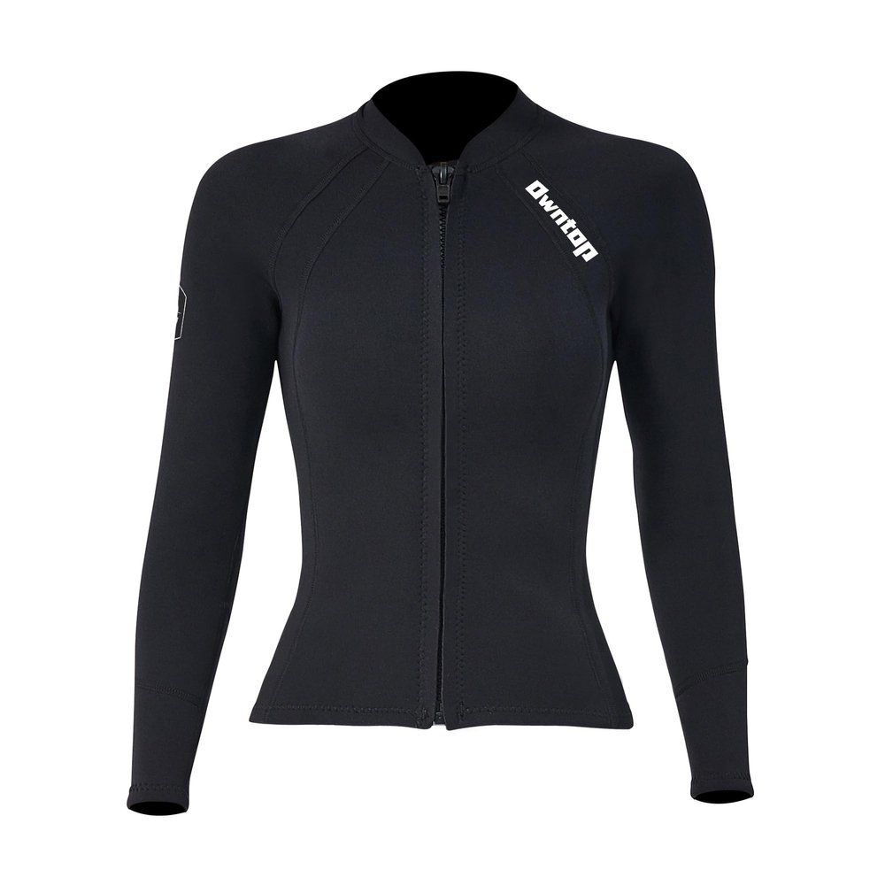 Owntop Womens Wetsuit Top, 2MM Wetsuit Jacket, Long Sleeves Keep Warm for Swimming Diving Surfing (Women's Black, XXL)