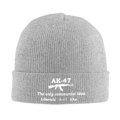 Ak47 The Only Communist Idea Liberals Don't Like Winter Beanie Hat Warm Skull Knit Hat Ski Caps Chemo Caps Gray