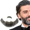 Voloria Fake Beard Realistic 100% Human Hair Full Hand Tied Facial Hair Black Goatee False Beards Lace Invisible Fake FaceMustache(Style-2, Black Mixed White) view 1