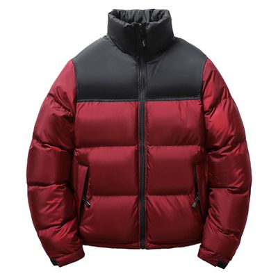 SWJGLITTR Men's Stand Collar Padded Jacket Thicken Patchwork Windproof Hooded Outwear Color Block Slim Fit Winter Warm Coat (3XL ,Red)