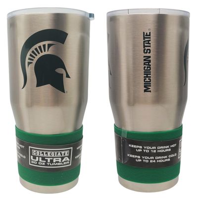 Boelter Brands NCAA Stainless Steel Double Wall Vacuum Insulated Game Day Ultra 30oz Travel Tumbler (Michigan State Spartans Brushed Metal)