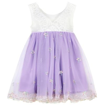 AGQT Toddler Girls Tulle Tutu Dress Sleeveless Summer Dresses Fairy Dresses For Girls ,Toddler Girl Princess Dress Pageant Dress 1st Birthday Dress For Baby Girl Purple 3-4 Years