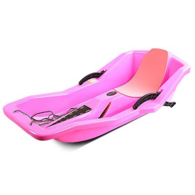 Plastic Toboggan with Pull Rope and 2 Handles, Classic Winter Fun Ski Skooter Snow Sled Portable Snowboard Kick-Scooter Sled for Use on Snow, 39.4x17.7x9.8 inch