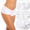 SHARICCA Womens Sexy Mesh Ruffle Panties Booty Boy Shorts Underwear (White, L/XL) view 3