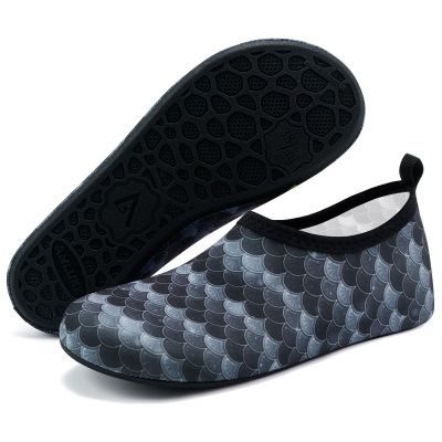 ANLUKE Water Shoes Barefoot Aqua Yoga Socks Quick-Dry Beach Swim Surf Shoes for Women Men BlackGreywave 44/45