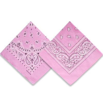 2 Pack Types of Paisley Pattern Bandanas, 22x22 Inches Cotton Bandanas Handkerchief Face Mask for Men & Women (Pink-2 Pack)