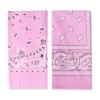 2 Pack Types of Paisley Pattern Bandanas, 22x22 Inches Cotton Bandanas Handkerchief Face Mask for Men & Women (Pink-2 Pack) view 2