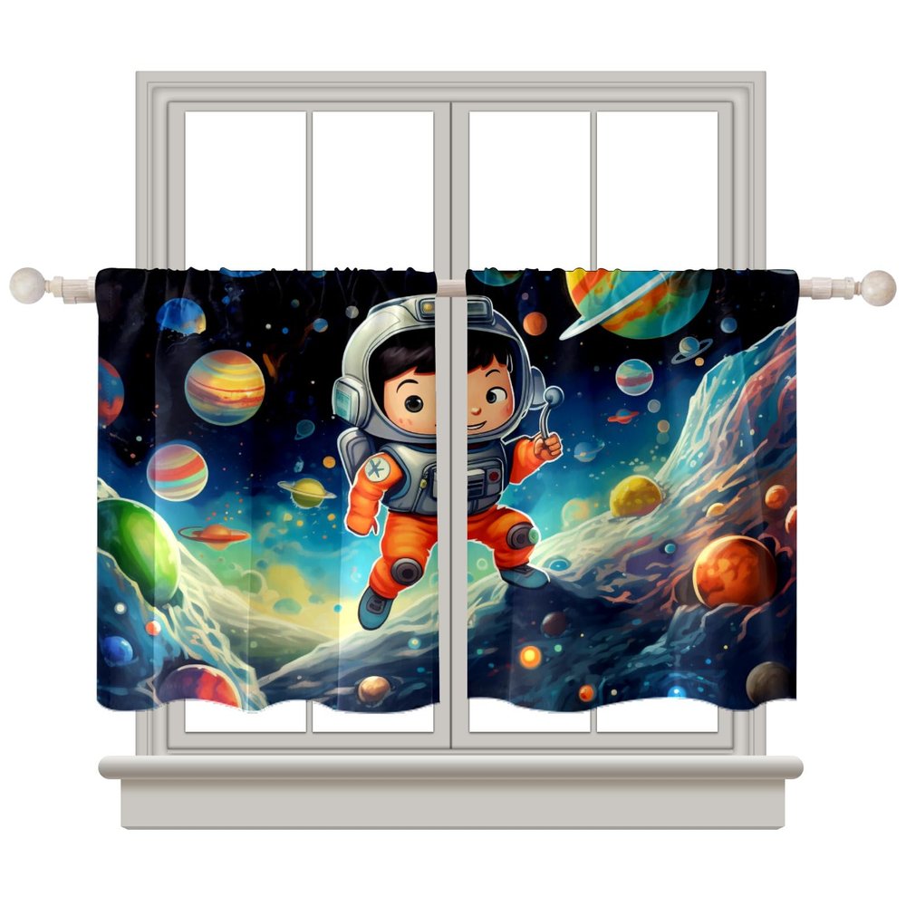 AQUNNEW Stylish Curtain Set 2 Panels for Caf Living Room Bedroom Bathroom Kitchen Rod Pocket Curtains The Firmament