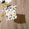 Covvoliy 2Pcs Baby Boys Summer Clothing Sets Cute Letters Print Button Down Shirt+Shorts Outfits Toddler Clothes (Fox & Brown, 12-18 Months) view 3