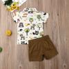 Covvoliy 2Pcs Baby Boys Summer Clothing Sets Cute Letters Print Button Down Shirt+Shorts Outfits Toddler Clothes (Fox & Brown, 12-18 Months) view 4
