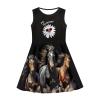 OZELANSAY Kawaii Animal Print Girls Summer Skater Dress Running Horse Sleeveless Shirt Dresses 11-12 Years Kids A-Line Swing Twirly Kawaii Black Dress School Party Casual Clothes Evening view 4