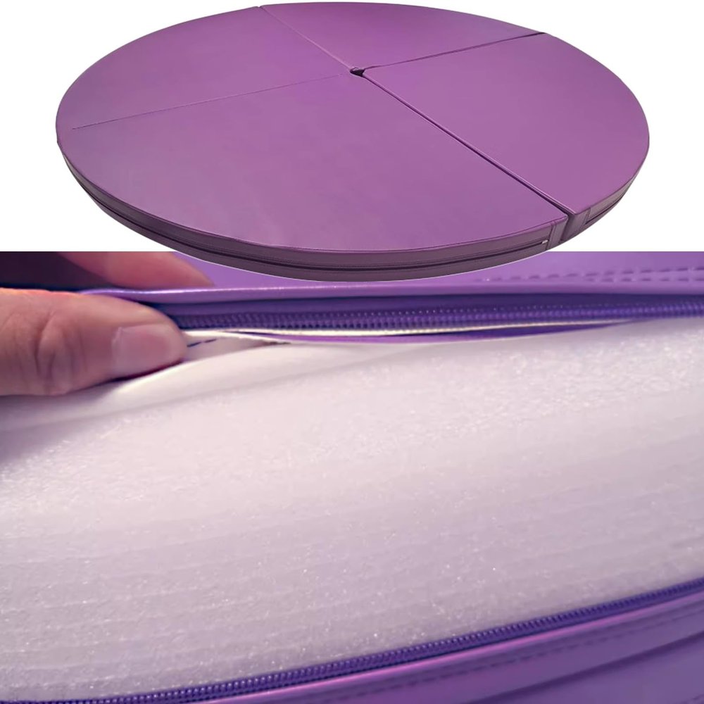 Purple Crash Mat for Pole Dancing, 3ft/3.5ft/4ft/4.5ft/5ft/5.5ft/6ft/6.5ft Large Round Folding Portable Pole Dance Crash Mat, 1.2in/2in/4in Thick Gymnastics Crash Landing Mat Pad ( Color : 110cm/3.6ft