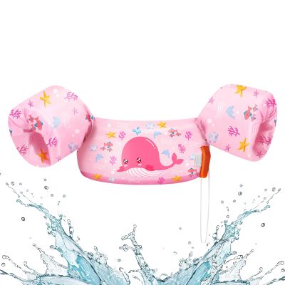 HeySplash Swim Vest for Kids, Toddler Pool Floaties Fit 22-44 Lbs, Swimming Vest with Adjustable Strap, Swim Jacket Water Wings Arm Floats, Puddle Beach Boat Jumper for Boy Girl Age 2-5, Pink Whale