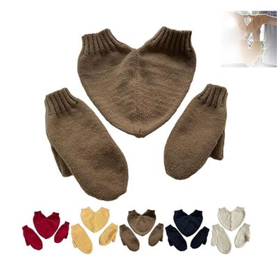 DNCG Couple Gloves, Warm Gloves, One-Piece Gloves, Couple Hand Gloves, Couple Gift Gloves,Knitted Couple Gloves (Brown)