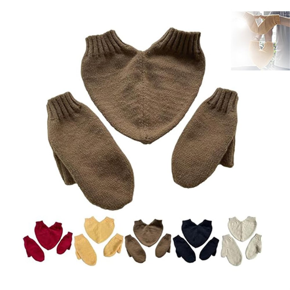 DNCG Couple Gloves, Warm Gloves, One-Piece Gloves, Couple Hand Gloves, Couple Gift Gloves,Knitted Couple Gloves (Brown)